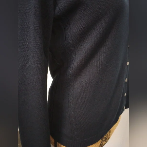 Brooks Brothers Silk Cardigan Twin Sweater Set Women's Navy Blue Button Sz Small - Picture 6 of 11